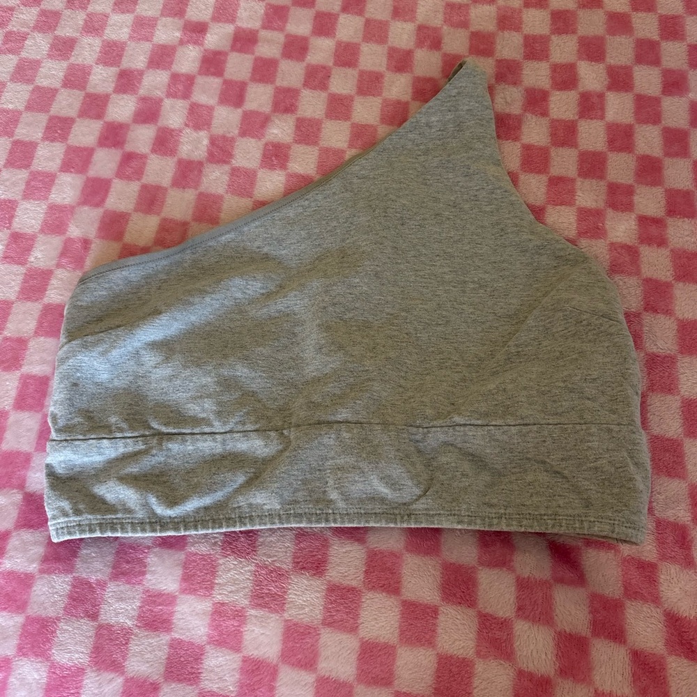 Gray One-Shoulder Top